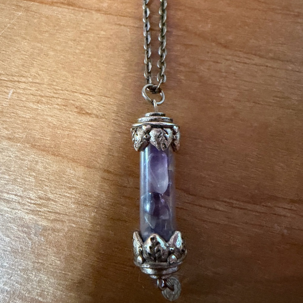 Moss Aquamarine Pendant & Amethyst Fairy Queen Necklace 2pc Set 925 Silver - Picture 5 of 5